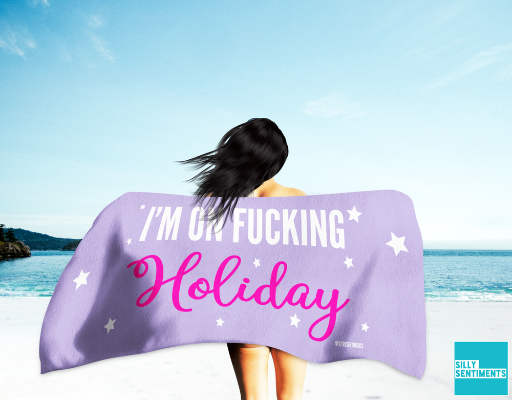 I'm On Fucking Holiday Lilac Beach Towel #1 image